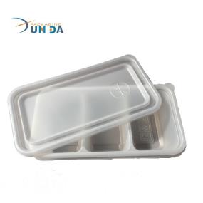 Plastic PP PS PET Disposable 3 Dividers Food Tray With Lid