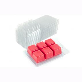 Plastic 6-cavity wax melts clamshell